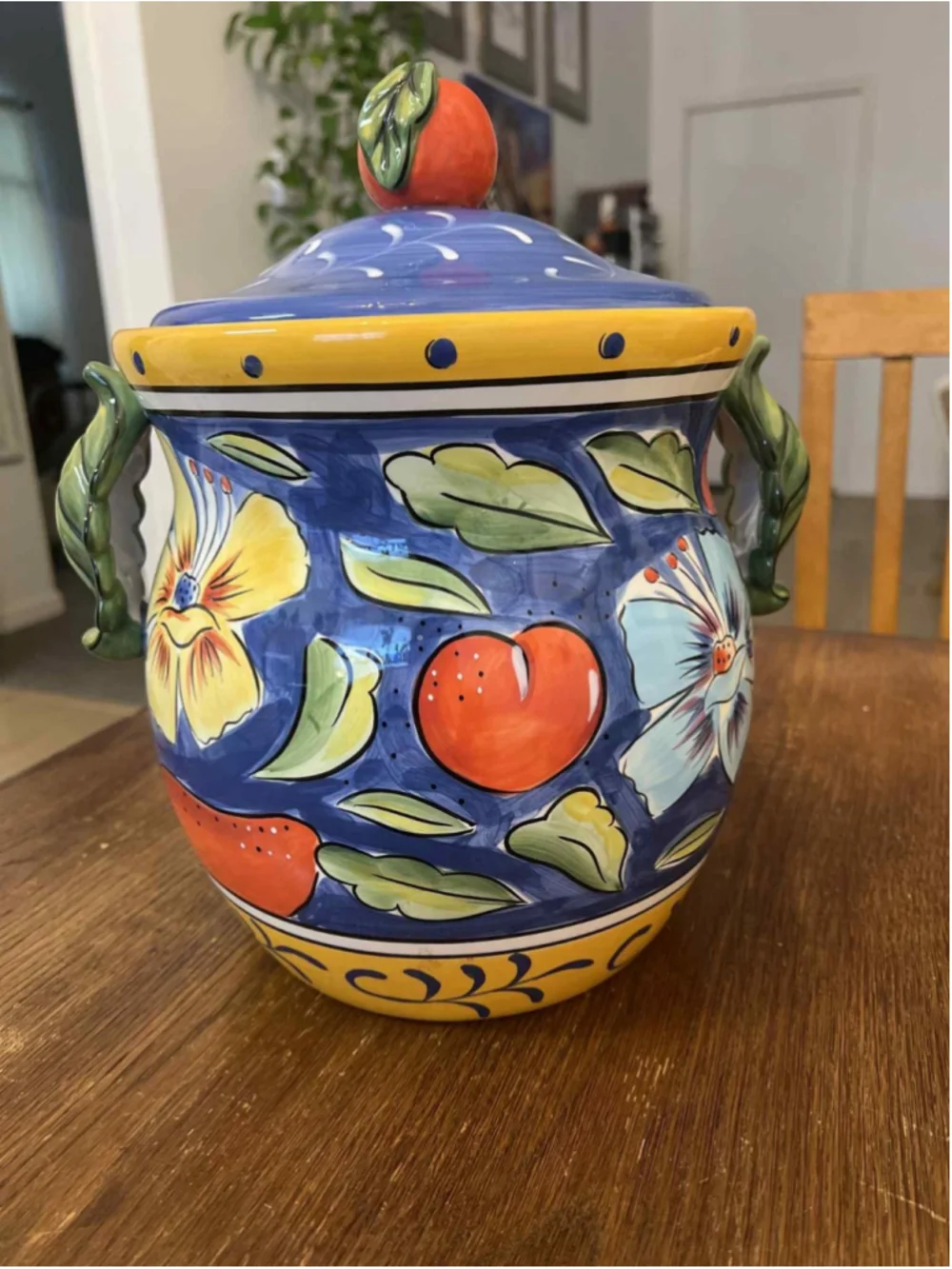 Italian Style Cookie Biscuit Jar Ceramic Hand Painted Clay Art Amalfi 13